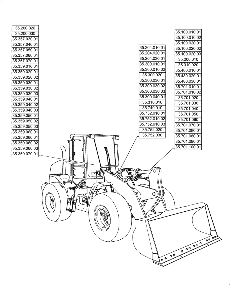 Схема запчастей Case 621G - (00.000.35) - PICTORIAL INDEX - HYDRAULIC SYSTEM (00) - GENERAL & PICTORIAL INDEX