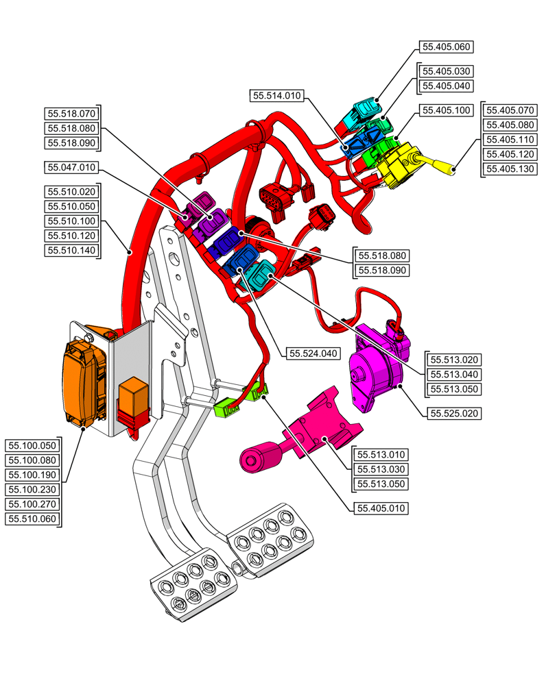 Схема запчастей Case 580N - (55.000.00[02]) - SECTION INDEX - ELECTRICAL SYSTEMS (55) - ELECTRICAL SYSTEMS