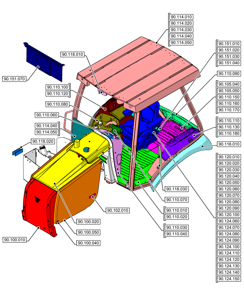 Схема запчастей Case 580N EP - (90.000.00[02]) - SECTION INDEX - PLATFORM, CAB, BODYWORK & DECALS (90) - PLATFORM, CAB, BODYWORK AND DECALS