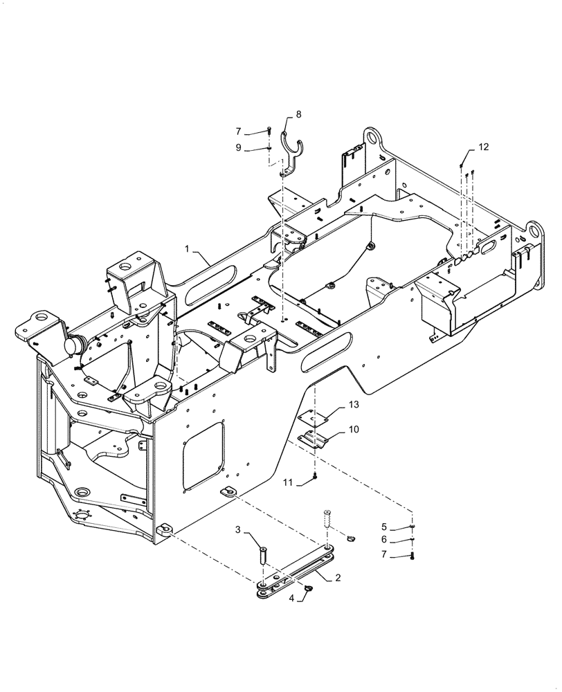 Схема запчастей Case 721G - (39.100.140) - REAR FRAME INSTALLATION, WH (39) - FRAMES AND BALLASTING