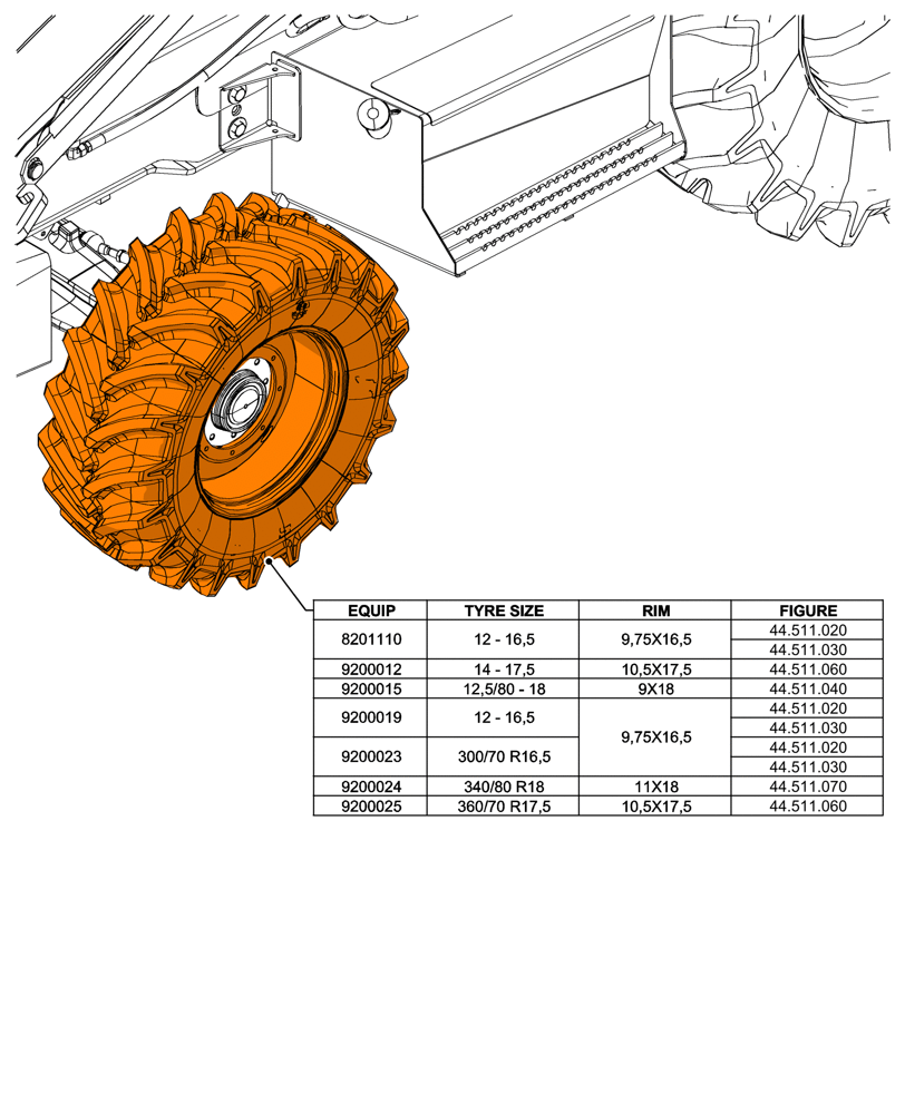 Схема запчастей Case 580N EP - (44.000.00[03]) - SECTION INDEX - WHEELS, 4WD (44) - WHEELS