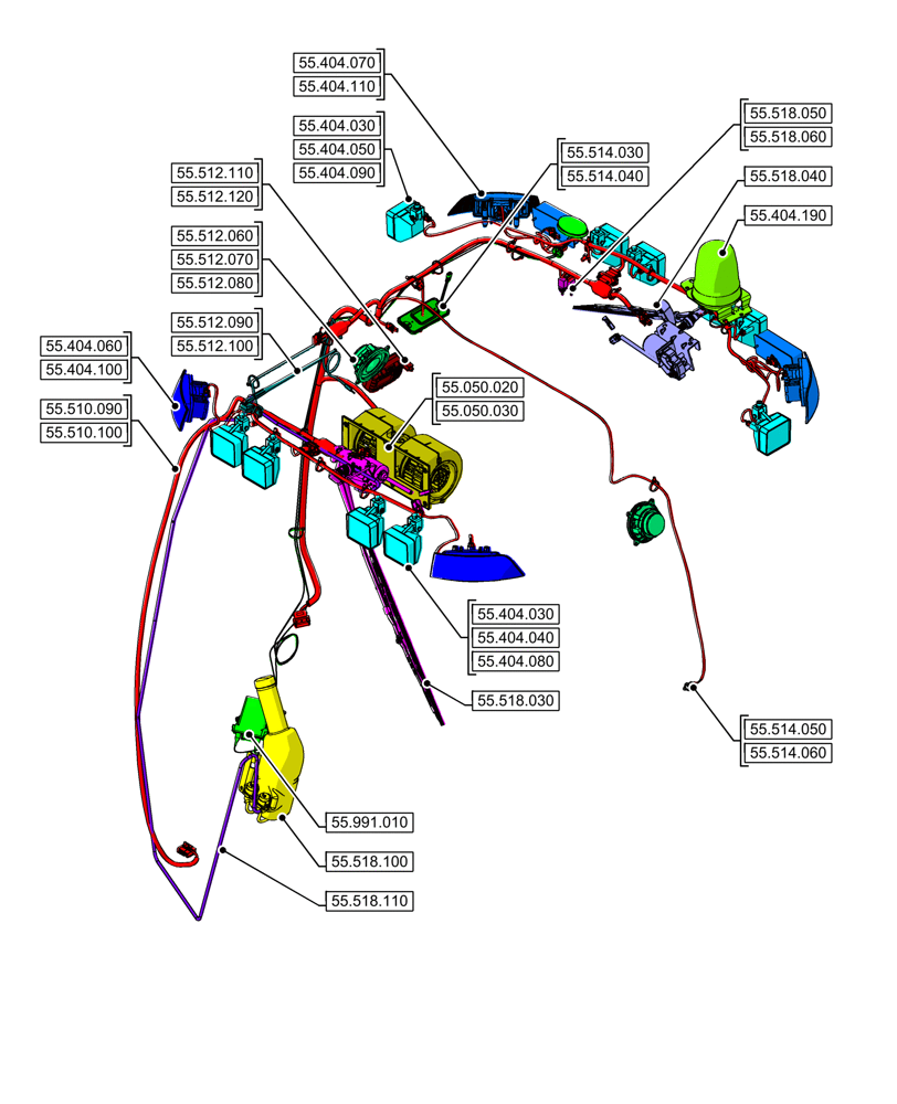 Схема запчастей Case 580N EP - (55.000.00[08]) - SECTION INDEX - ELECTRICAL SYSTEMS (55) - ELECTRICAL SYSTEMS