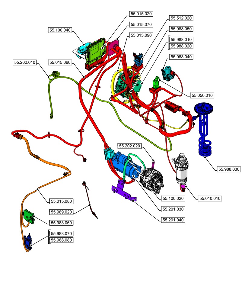 Схема запчастей Case 580SN WT - (55.000.00[04]) - SECTION INDEX - ELECTRICAL SYSTEMS (55) - ELECTRICAL SYSTEMS