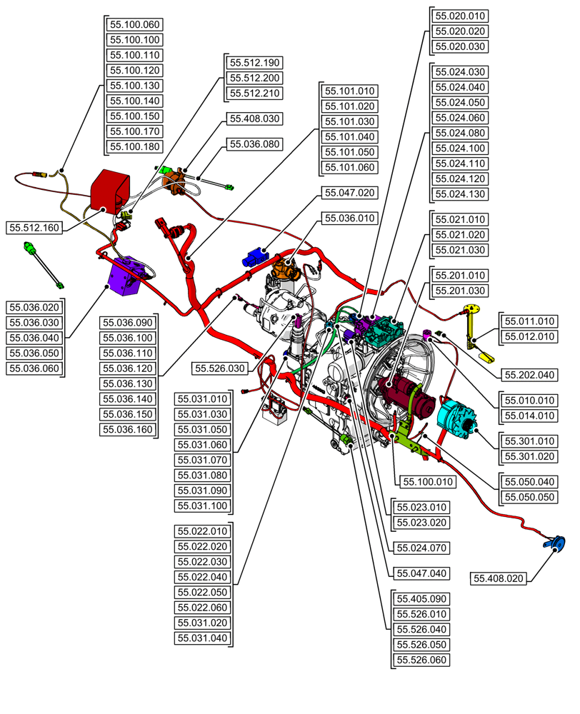 Схема запчастей Case 580N - (55.000.00[01]) - SECTION INDEX - ELECTRICAL SYSTEMS (55) - ELECTRICAL SYSTEMS