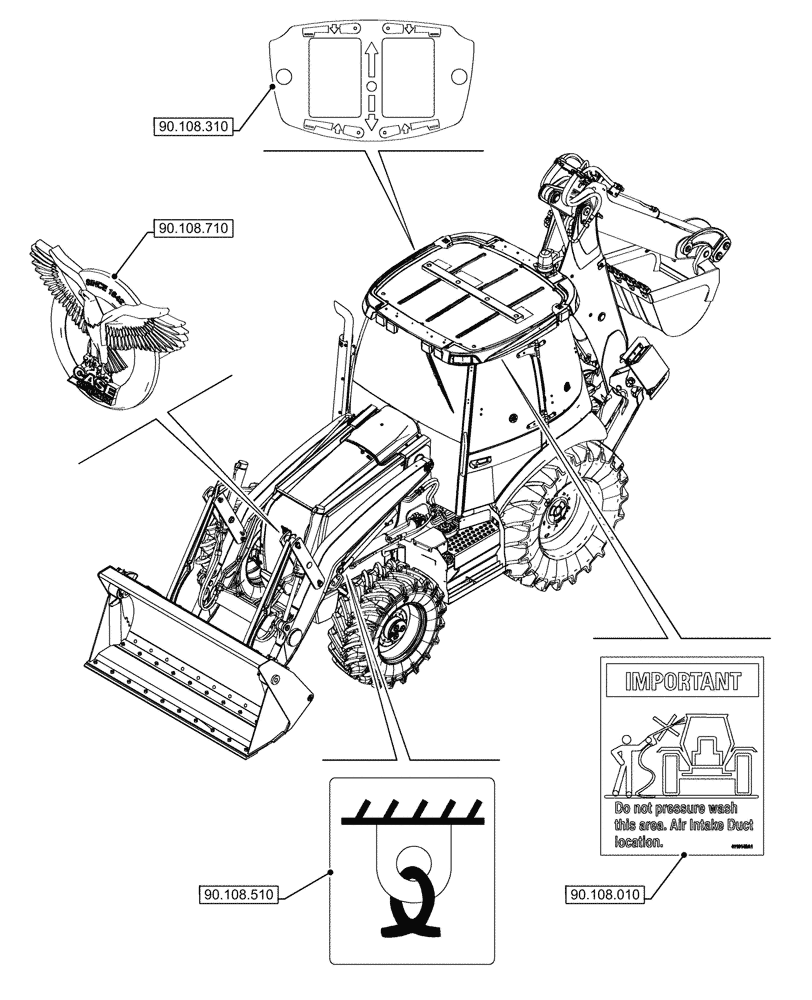 Схема запчастей Case 580N EP - (90.000.00[01]) - SECTION INDEX - PLATFORM, CAB, BODYWORK & DECALS (90) - PLATFORM, CAB, BODYWORK AND DECALS