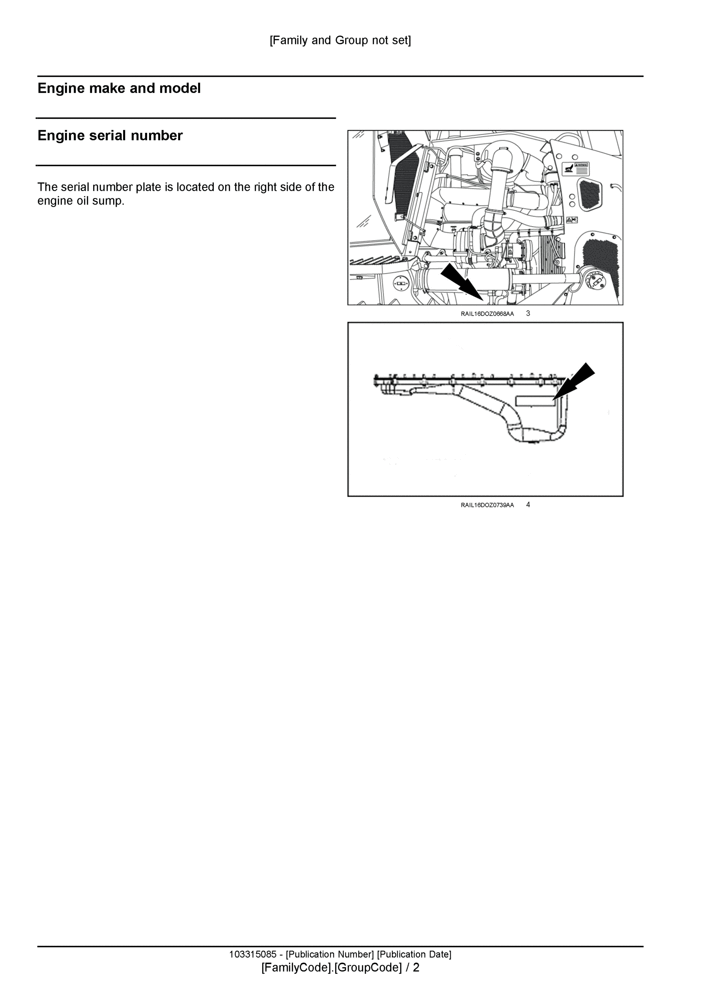 Схема запчастей Case 2050M XLT BD - (00.100.03[02]) - LOCATION OF SERIAL AND PRODUCT IDENTIFICATION NUMBERS (00) - GENERAL & PICTORIAL INDEX