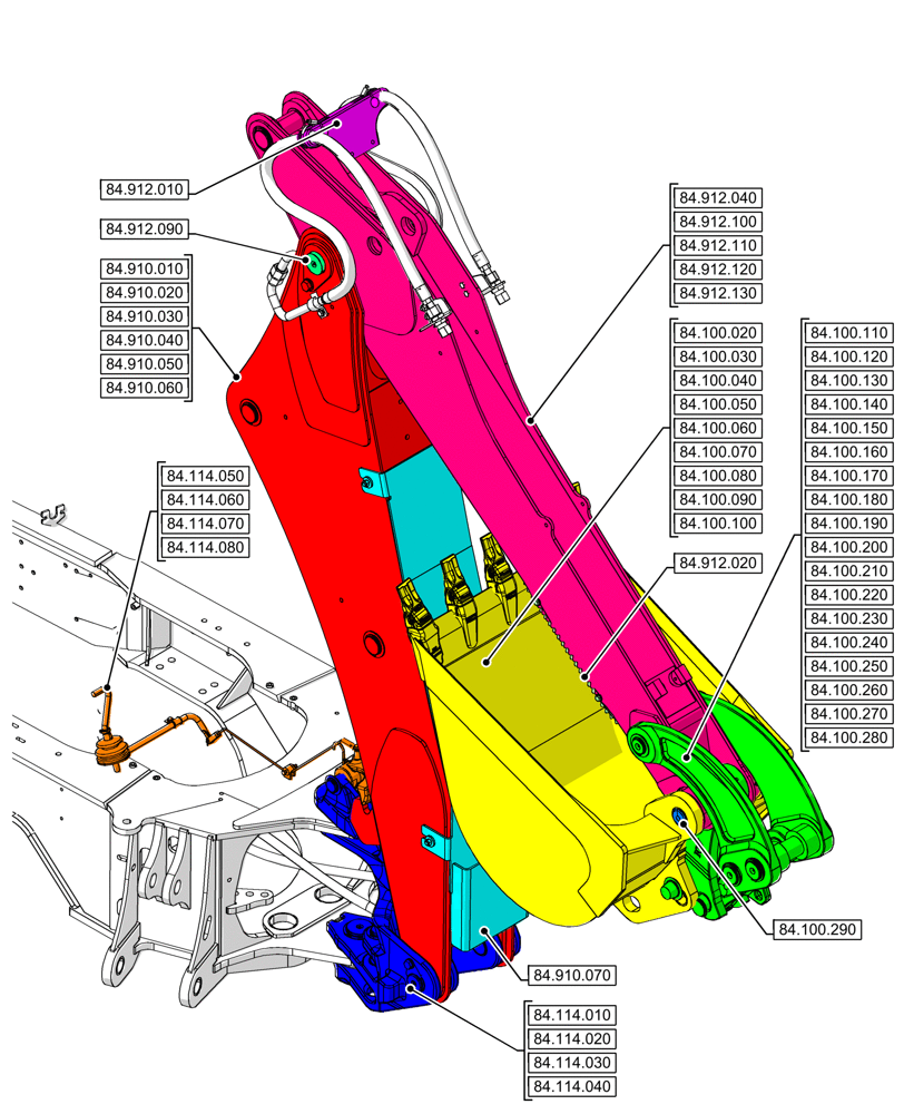 Схема запчастей Case 580N - (84.000.00[01]) - SECTION INDEX - BOOMS, DIPPERS & BUCKET (84) - BOOMS, DIPPERS & BUCKETS