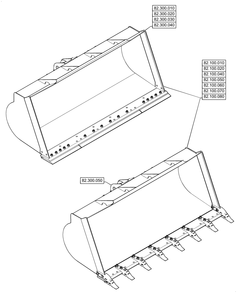 Схема запчастей Case 621G - (00.000.82[01]) - PICTORIAL INDEX - FRONT LOADER AND BUCKET (00) - GENERAL & PICTORIAL INDEX