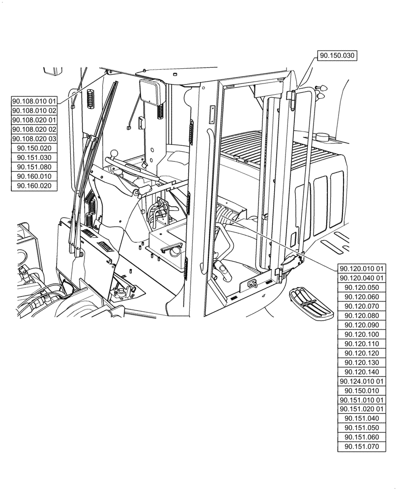 Схема запчастей Case 621G - (90.000.00[01]) - SECTION INDEX - PLATFORM, CAB, BODYWORK & DECALS (90) - PLATFORM, CAB, BODYWORK AND DECALS
