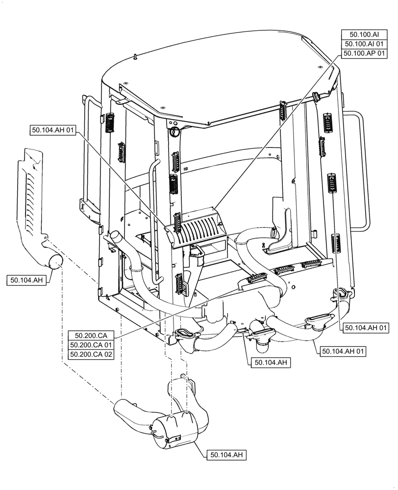 Схема запчастей Case 621G - (50.000.00) - PICTORIAL INDEX - CAB CLIMATE CONTROL (00) - GENERAL & PICTORIAL INDEX