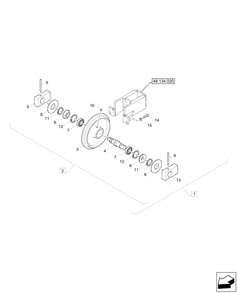 Схема запчастей Case CX17C - (48.134.010) - VAR - 9552700 - IDLER WHEEL, COMPONENTS (48) - TRACKS & TRACK SUSPENSION