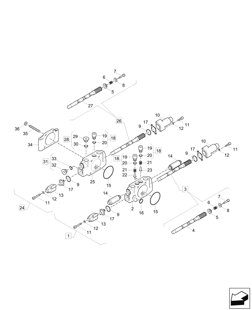 Схема запчастей Case CX60C - (35.359.040) - CONTROL VALVE, COMPONENTS (35) - HYDRAULIC SYSTEMS