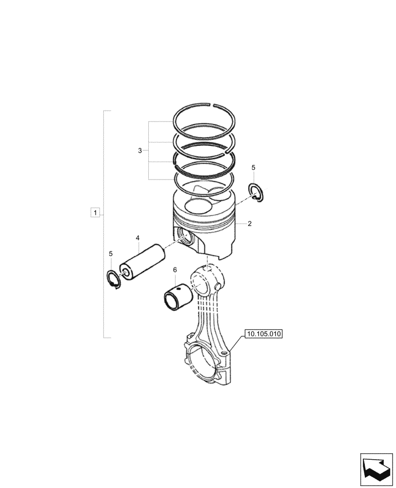 Схема запчастей Case CX17C - (10.105.020) - PISTON RING SET (10) - ENGINE