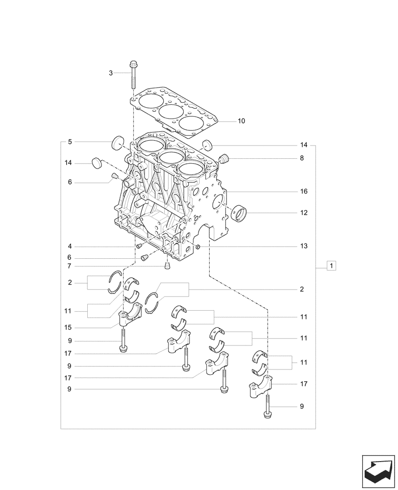 Схема запчастей Case CX37C - (10.001.030) - CRANKCASE (10) - ENGINE