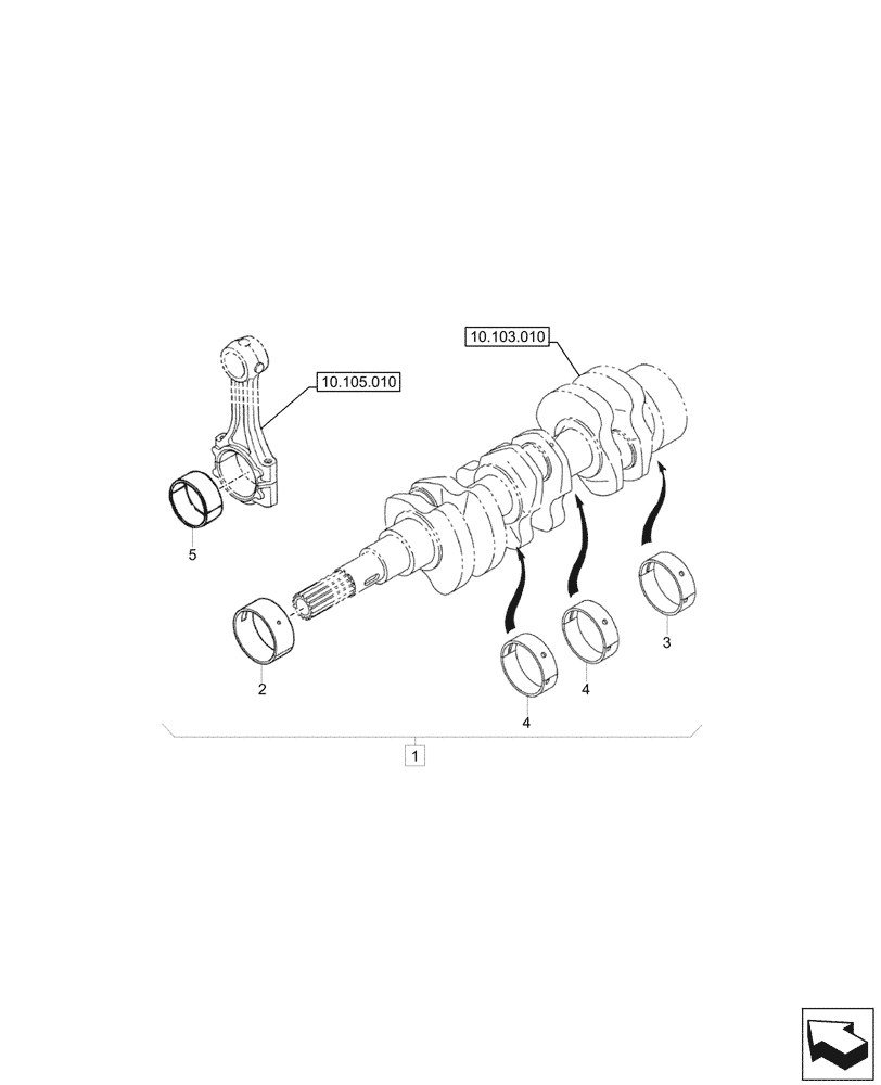 Схема запчастей Case CX17C - (10.103.030) - CRANKSHAFT, BUSHING, SET (10) - ENGINE