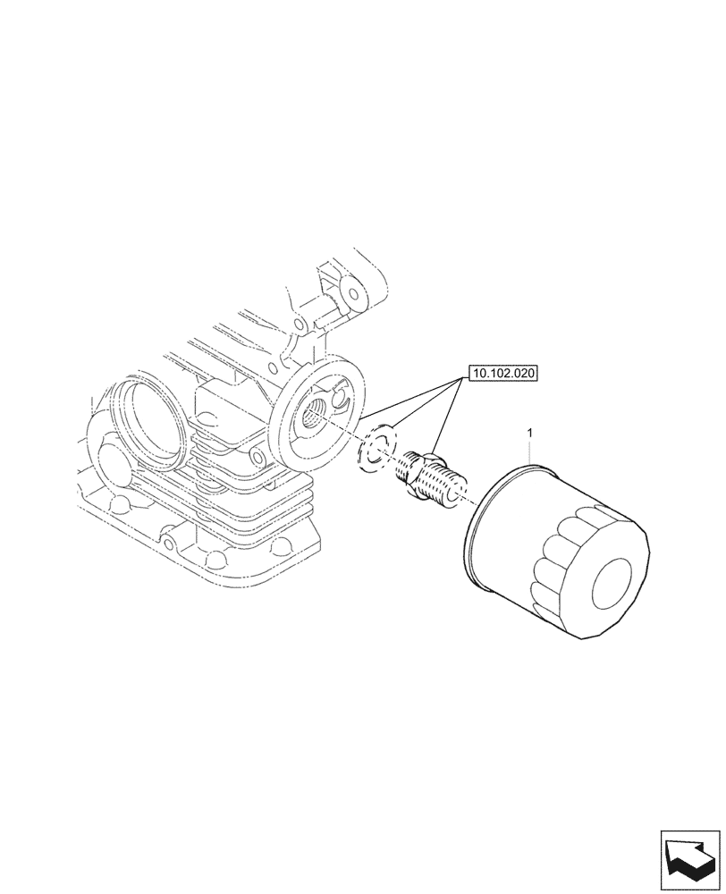 Схема запчастей Case CX17C - (10.304.010) - ENGINE OIL FILTER (10) - ENGINE