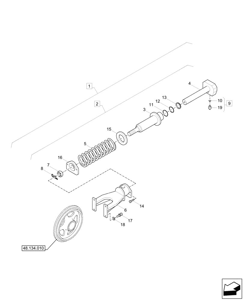 Схема запчастей Case CX37C - (48.134.020) - VAR - 9552700, 9553700 - TENSION SPRING, COMPONENTS (48) - TRACKS & TRACK SUSPENSION