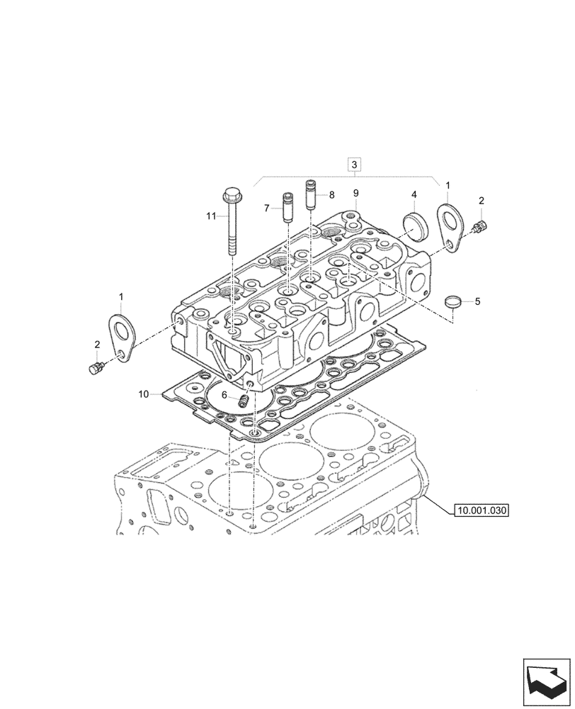 Схема запчастей Case CX17C - (10.101.010) - ENGINE, CYLINDER HEAD (10) - ENGINE