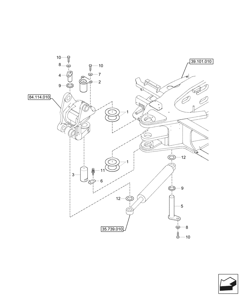 Схема запчастей Case CX37C - (84.114.020) - BOOM SWING, TOWER, PIN (84) - BOOMS, DIPPERS & BUCKETS
