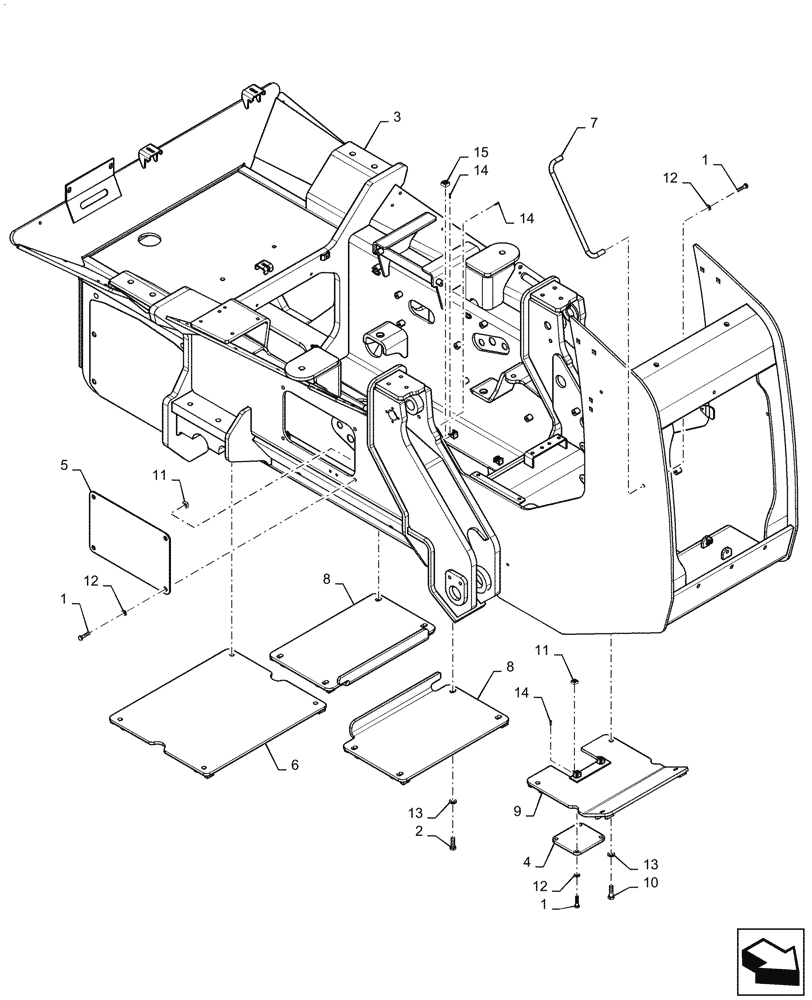 Схема запчастей Case 1150M WT - (39.100.010) - MAIN FRAME (39) - FRAMES AND BALLASTING