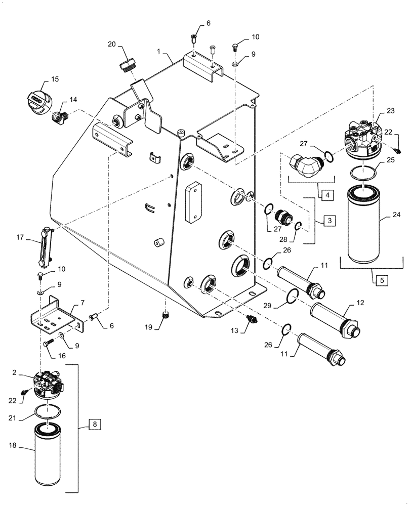 Схема запчастей Case 1150M LT - (35.300.010) - HYDRAULIC FLUID RESERVOIR (35) - HYDRAULIC SYSTEMS