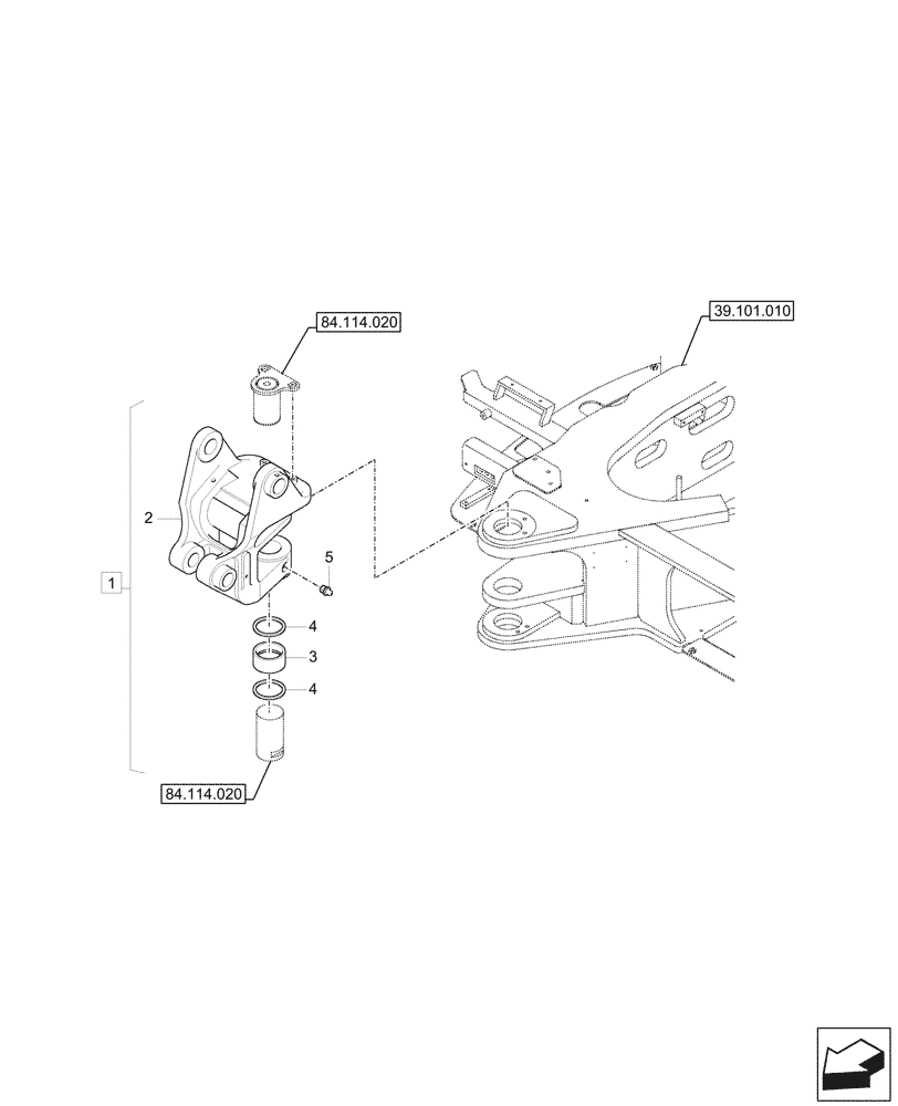 Схема запчастей Case CX37C - (84.114.010) - BOOM SWING, TOWER (84) - BOOMS, DIPPERS & BUCKETS
