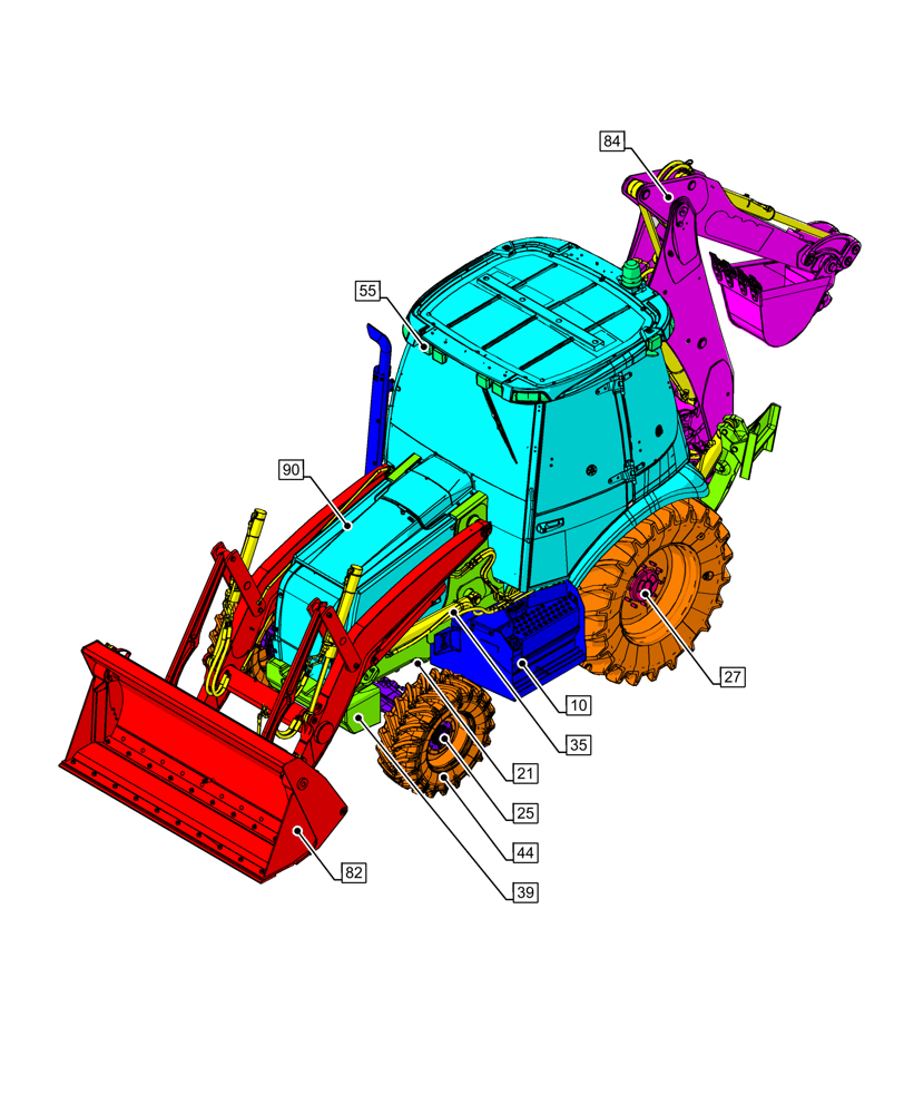 Схема запчастей Case 590SN - (00.000.00[03]) - PICTORIAL INDEX - MAIN SECTIONS (00) - GENERAL & PICTORIAL INDEX