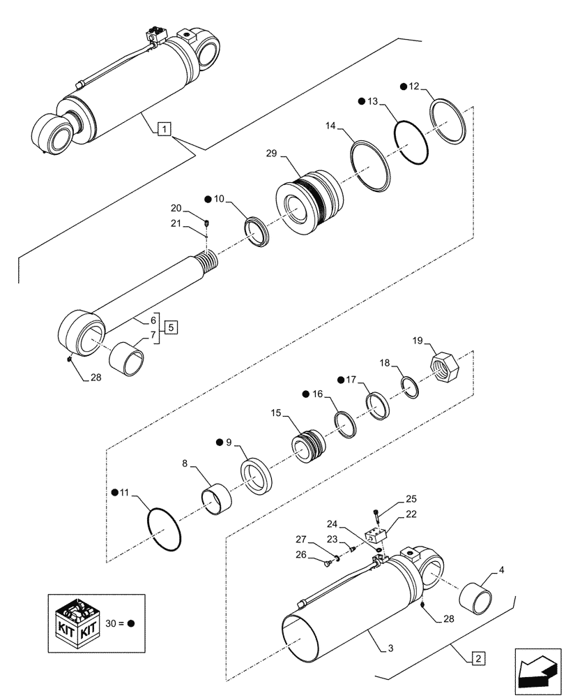 Схема запчастей Case CX500D RTC - (39.140.AM[09]) - VAR - 481263 - CYLINDER, HYDRAULIC, COUNTERWEIGHT, COMPONENTS (39) - FRAMES AND BALLASTING