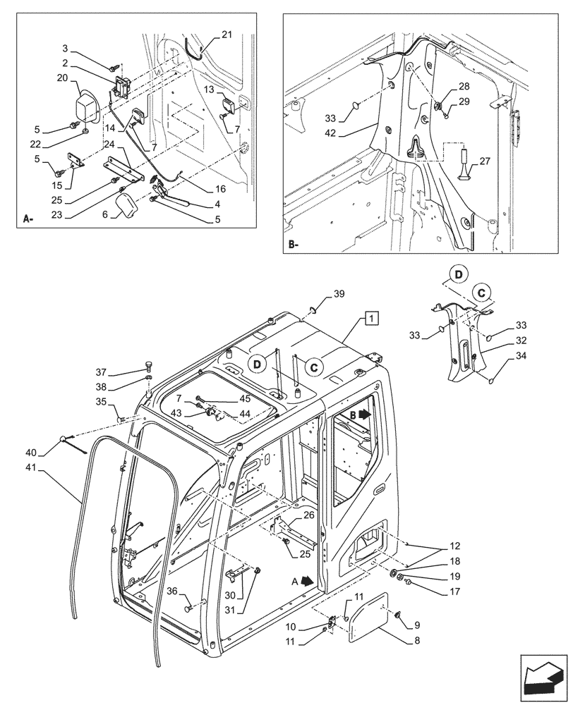 Схема запчастей Case CX750D RTC ME - (90.150.010) - CAB (90) - PLATFORM, CAB, BODYWORK AND DECALS