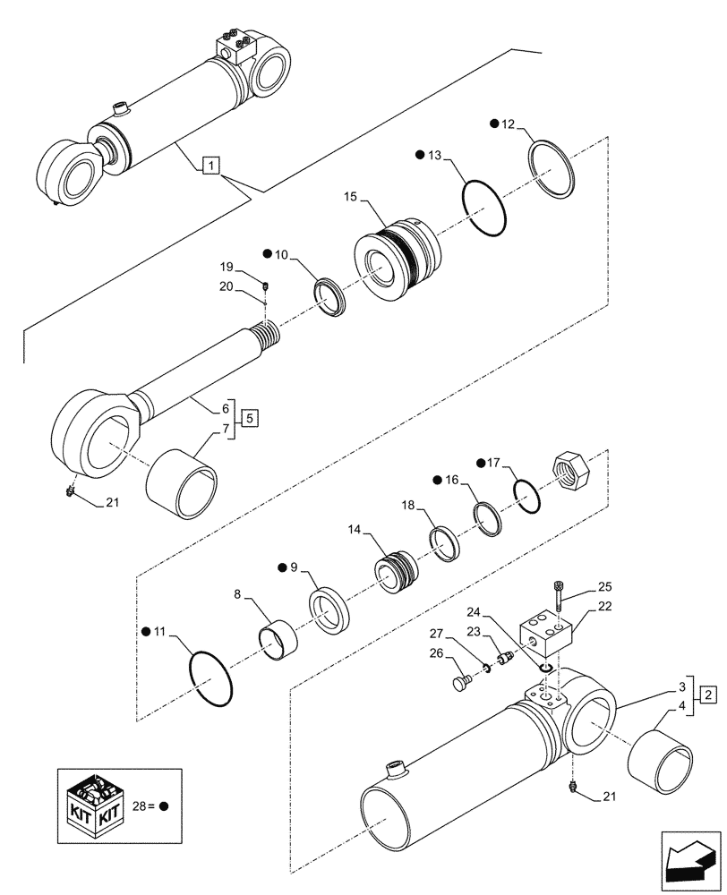 Схема запчастей Case CX500D RTC - (39.140.AM[07]) - VAR - 481263 - CYLINDER, HYDRAULIC, COUNTERWEIGHT, COMPONENTS (39) - FRAMES AND BALLASTING