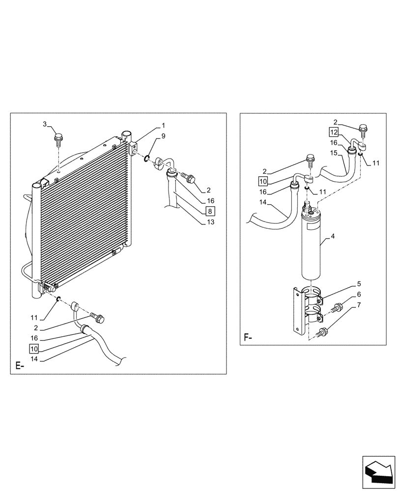 Схема запчастей Case CX750D RTC ME - (50.200.040) - AIR CONDITIONING, CONDENSER (50) - CAB CLIMATE CONTROL