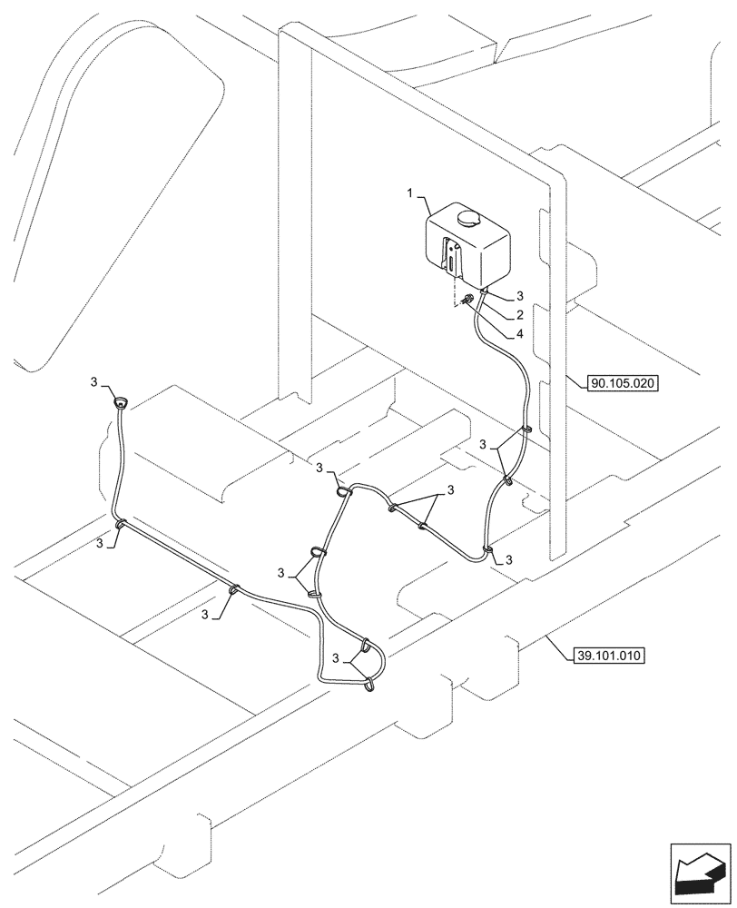 Схема запчастей Case CX750D RTC ME - (55.518.020) - WINDSHIELD WASHER RESERVOIR (55) - ELECTRICAL SYSTEMS
