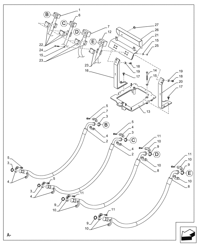 Схема запчастей Case CX750D RTC ME - (35.737.020) - ARM, CYLINDER, LINES (35) - HYDRAULIC SYSTEMS