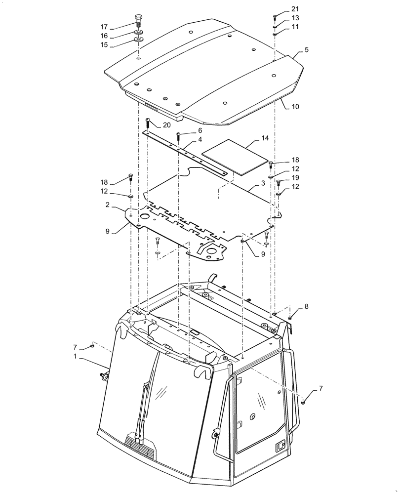 Схема запчастей Case DV209CD - (90.150.BG) - CAB ROOF (90) - PLATFORM, CAB, BODYWORK AND DECALS