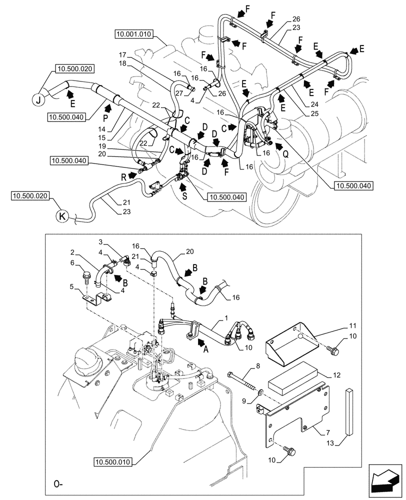 Схема запчастей Case CX750D RTC ME - (10.500.030) - DEF/ADBLUE™ LINES (10) - ENGINE