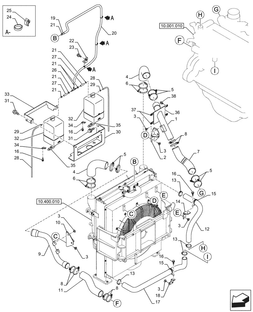 Схема запчастей Case CX750D RTC ME - (10.310.010) - AFTERCOOLER LINE (10) - ENGINE