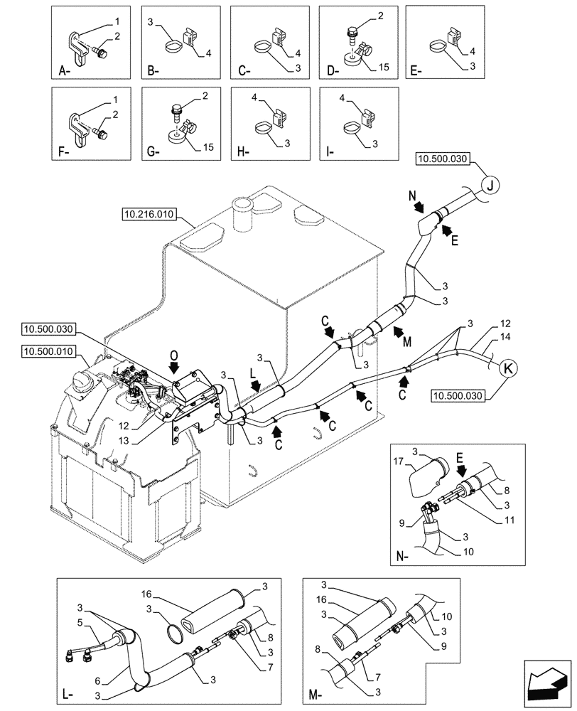 Схема запчастей Case CX750D RTC ME - (10.500.020) - DEF/ADBLUE™ LINES (10) - ENGINE
