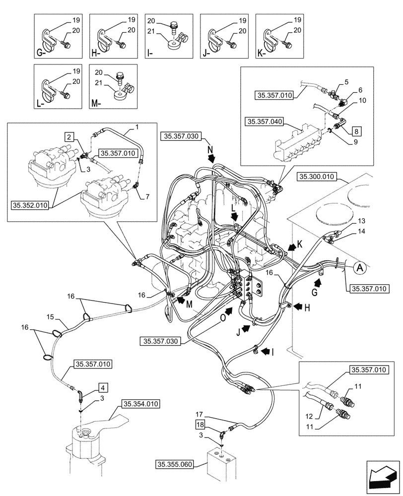 Схема запчастей Case CX750D RTC ME - (35.357.020) - PILOT VALVE, CONTROL VALVE LINE (35) - HYDRAULIC SYSTEMS