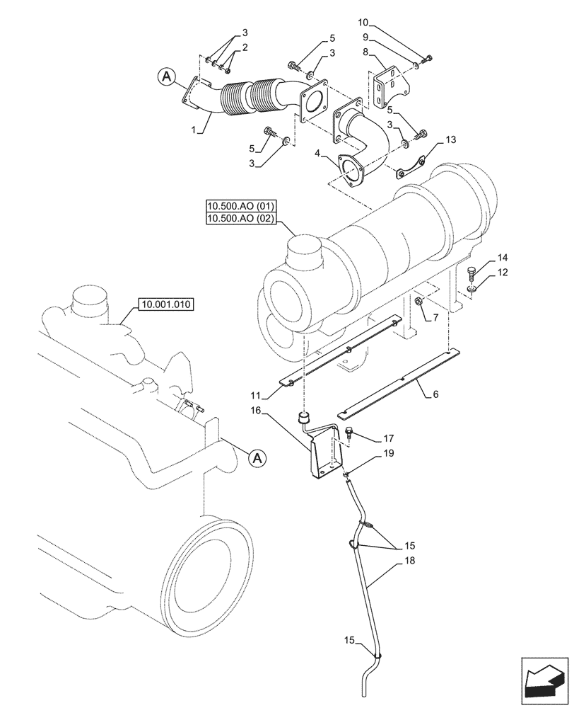 Схема запчастей Case CX750D RTC ME - (10.254.010) - EXHAUST SYSTEM, EXHAUST PIPE (10) - ENGINE