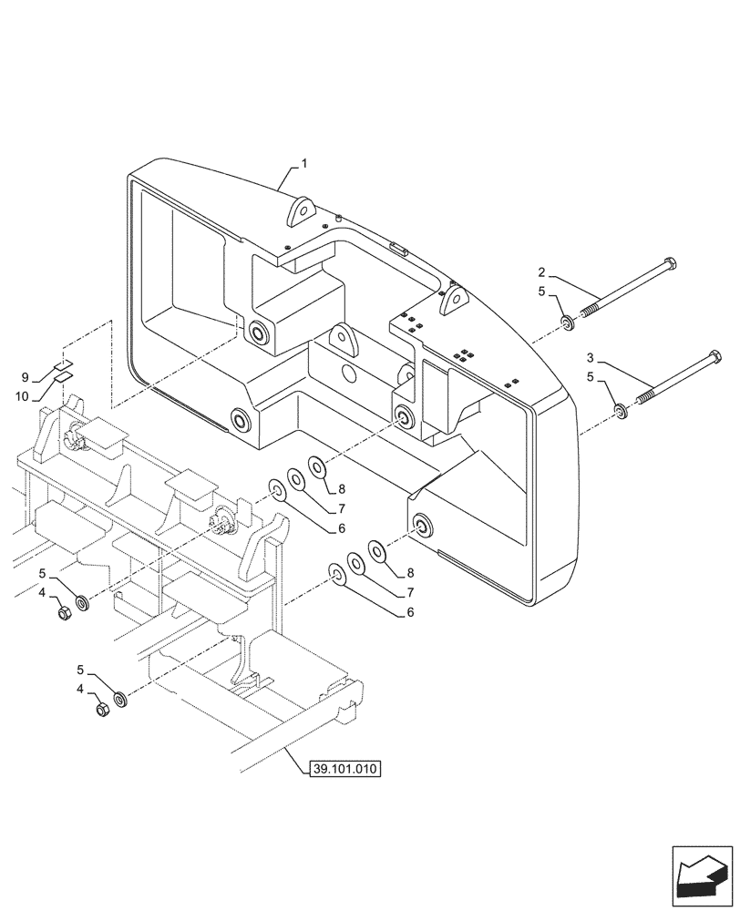 Схема запчастей Case CX750D RTC ME - (39.140.010) - COUNTERWEIGHT, INSULATION (39) - FRAMES AND BALLASTING