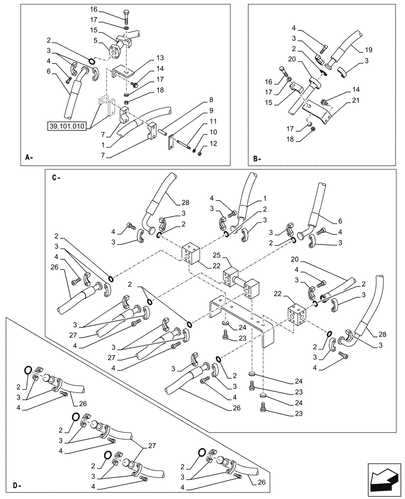 Схема запчастей Case CX750D RTC ME - (35.736.020) - LIFT CYLINDER, BOOM, LINE (35) - HYDRAULIC SYSTEMS