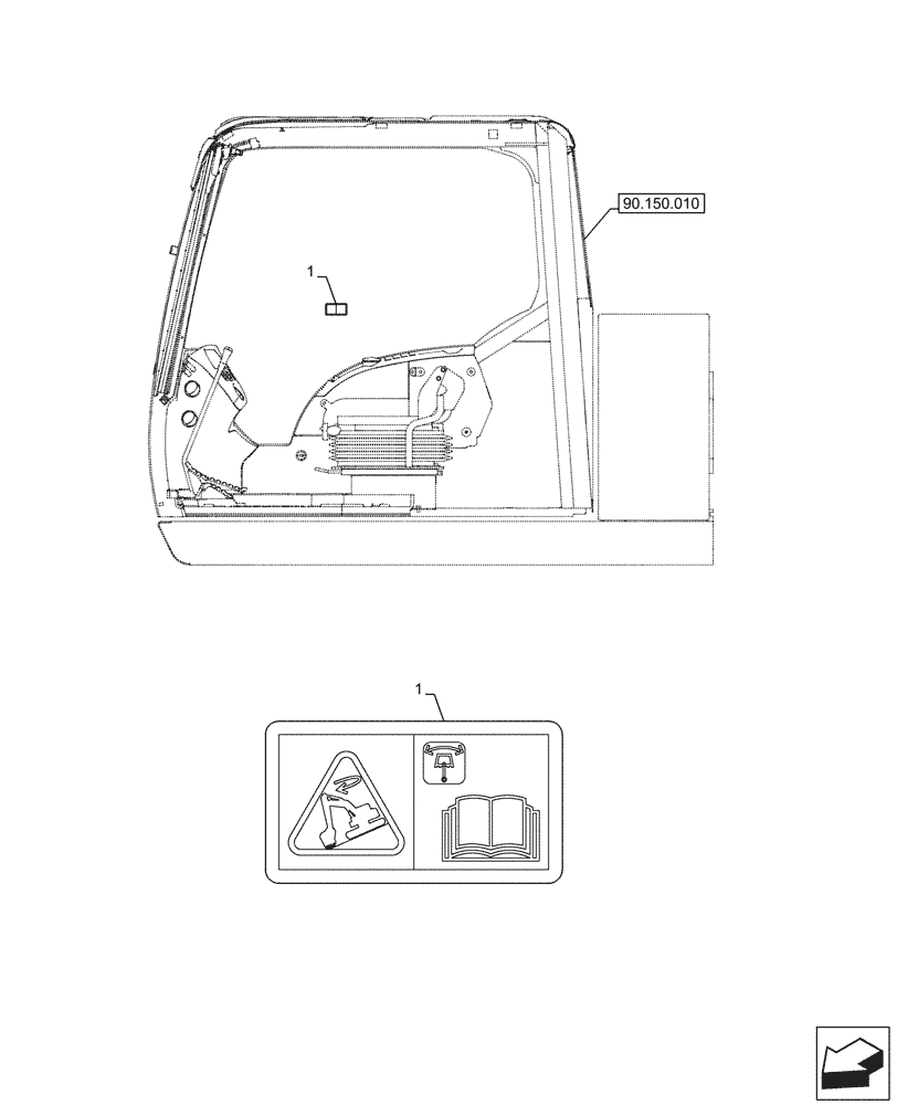 Схема запчастей Case CX750D RTC ME - (90.108.020) - VAR - 461568 - WARNING, DECALS (90) - PLATFORM, CAB, BODYWORK AND DECALS