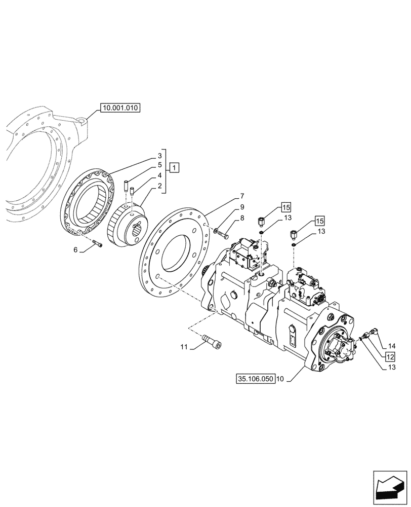 Схема запчастей Case CX750D RTC ME - (35.106.040) - VARIABLE DELIVERY HYDRAULIC PUMP (35) - HYDRAULIC SYSTEMS