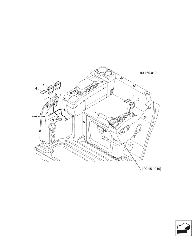 Схема запчастей Case CX37C - (55.512.020) - SWITCH (55) - ELECTRICAL SYSTEMS