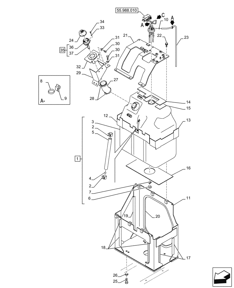 Схема запчастей Case CX750D RTC ME - (10.500.010) - DEF/ADBLUE™ TANK, COMPONENTS (10) - ENGINE