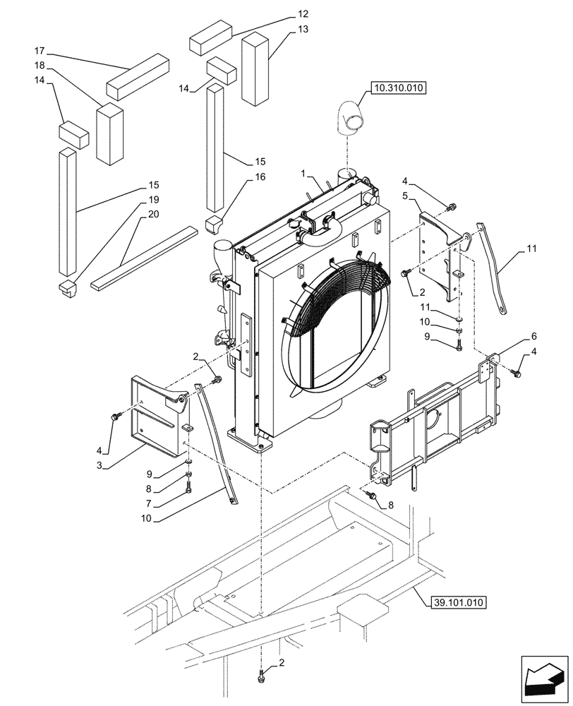 Схема запчастей Case CX750D RTC ME - (10.400.010) - RADIATOR, HYDRAULIC (10) - ENGINE