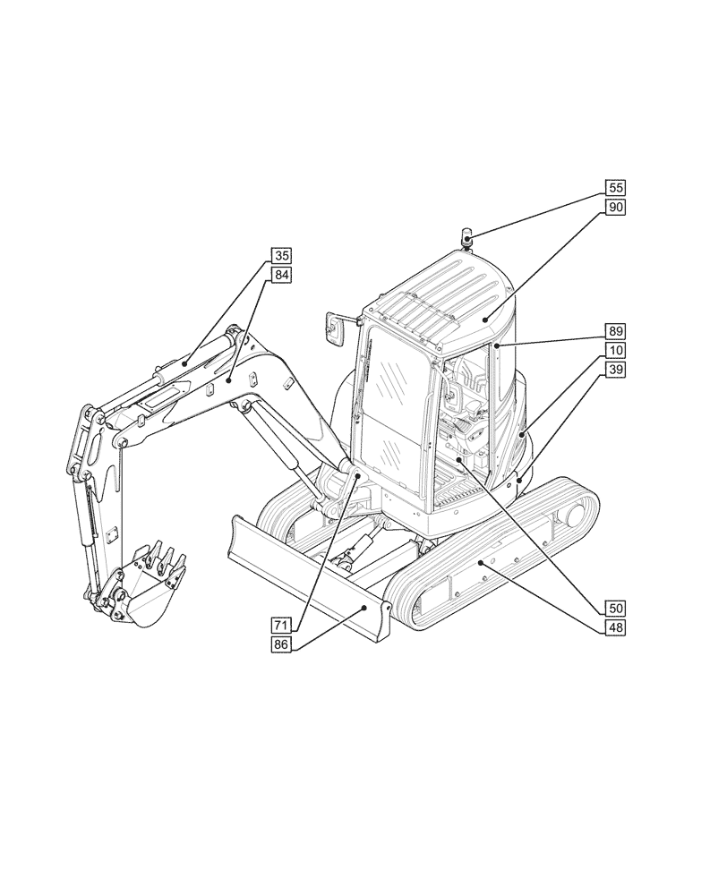 Схема запчастей Case CX37C - (00.000.00) - PICTORIAL INDEX - MAIN SECTIONS (00) - GENERAL & PICTORIAL INDEX