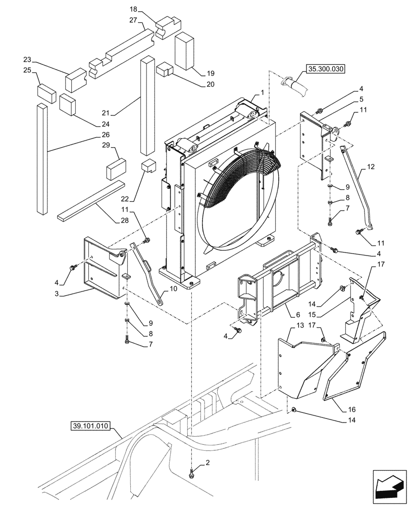 Схема запчастей Case CX750D RTC ME - (10.400.030) - RADIATOR, HYDRAULIC OIL (10) - ENGINE