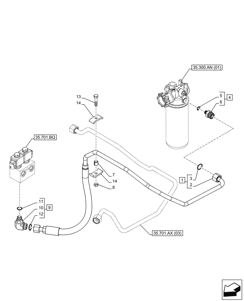 Схема запчастей Case 580SN - (35.701.BR[07A]) - VAR - 747873 - RIDE CONTROL, VALVE, HYDRAULIC LINE, TANK - BEGIN YR 29-OCT-2016 (35) - HYDRAULIC SYSTEMS