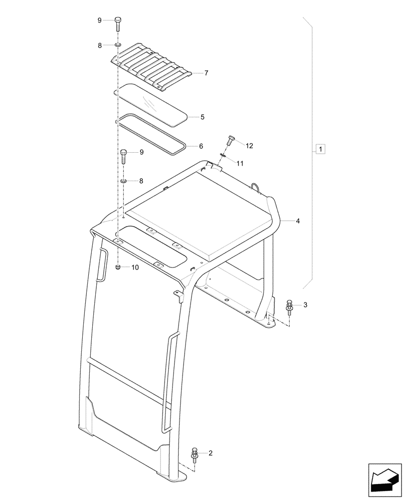Схема запчастей Case CX37C - (90.114.010) - CANOPY (90) - PLATFORM, CAB, BODYWORK AND DECALS